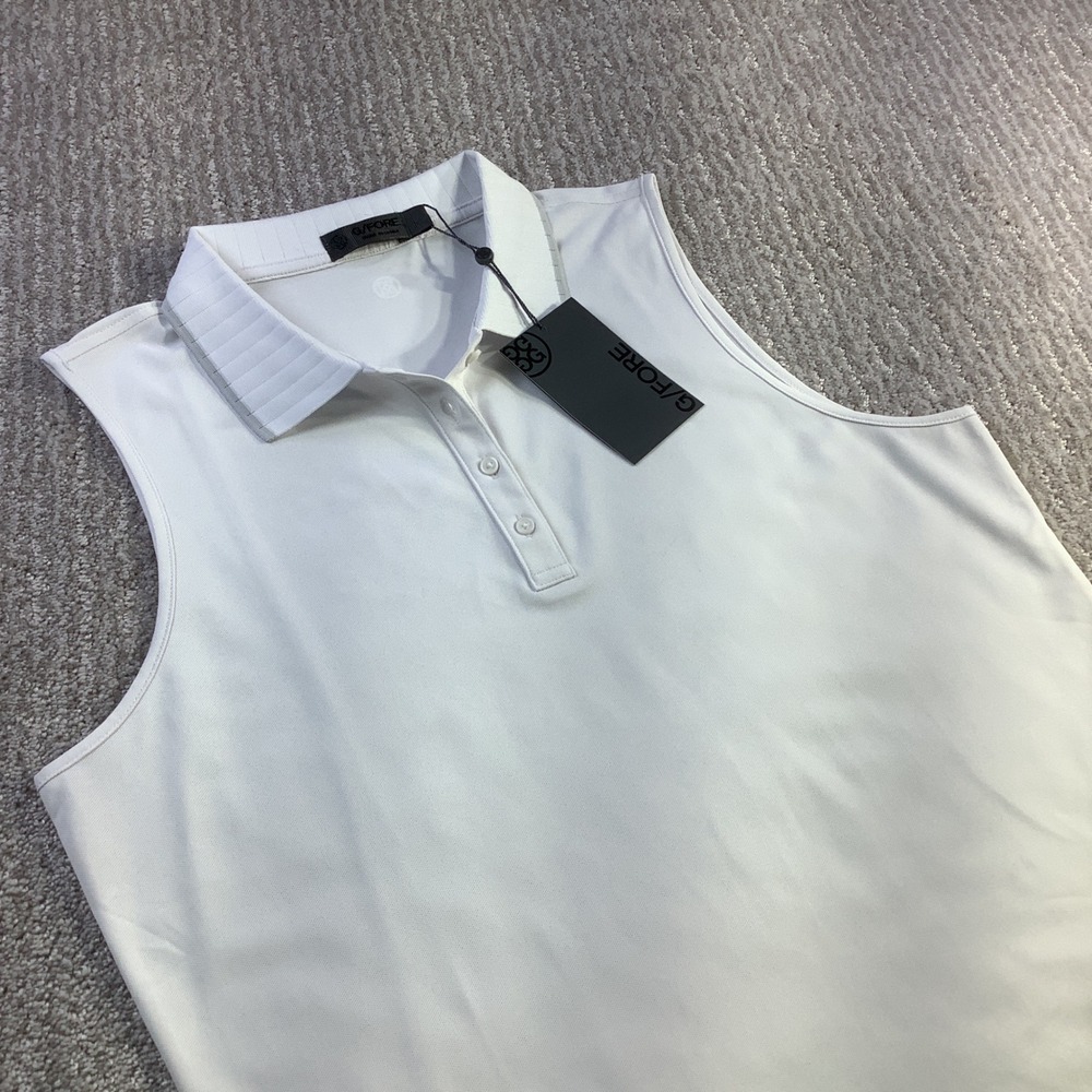 G/FORE Womens Sleeveless Polo Golf Shirt Snow White Size L NWT